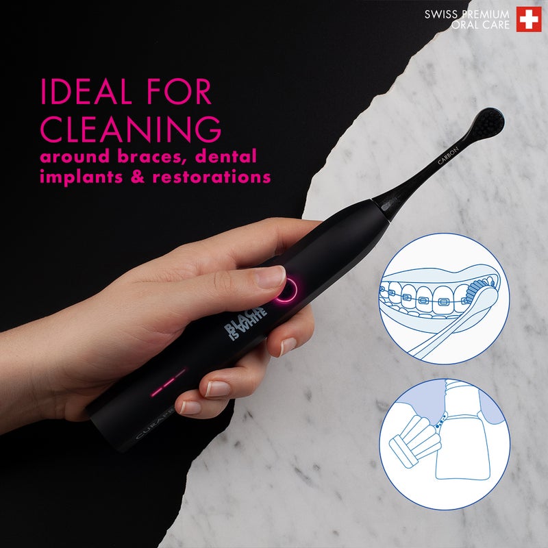 CURAPROX Hydrosonic Black Is White Electric Toothbrush for Adults with 3 Hydrosonic Cleaning Levels – Rechargeable - Image 3